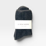 JONES + CO Cloud Socks in charcoal grey. Ultra-cozy, plush cotton blend terry socks perfect for winter warmth.