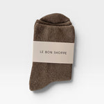 JONES + CO Cloud Socks in Frappe brown, ultra-cozy cotton blend terry, perfect for winter warmth.