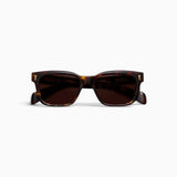 JONES + CO Comanche rectangular sunglasses in honey havana tortoiseshell with a classic wide frame and bevel cut