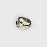 JONES + CO Dean sculptural sterling silver ring featuring a blue star sapphire gemstone