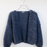 Wool Alpaca Mix Bomber Cardigan - Denim