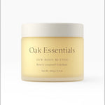 JONES + CO Oak Essentials Dew Body Butter in a frosted yellow jar with a white lid. Lavender Oak scent.