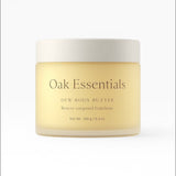 JONES + CO Oak Essentials Dew Body Butter in a frosted yellow jar with a white lid. Lavender Oak scent.