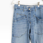 JONES + CO Easton Jean in malibu wash denim. Features a regular fit with unique angled front pockets and classic button fly.