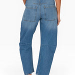 JONES + CO Easton Jean in malibu wash denim. Relaxed fit, straight leg jeans with patch pockets and a mid-rise waist.