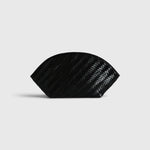 JONES + CO Elin black calfskin pouch featuring a sophisticated braided woven pattern and a secure zip closure.