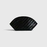 JONES + CO Elin black calfskin pouch featuring a sophisticated braided woven pattern and a secure zip closure.