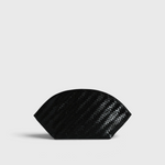 JONES + CO Elin black calfskin pouch featuring a sophisticated braided woven pattern and a secure zip closure.