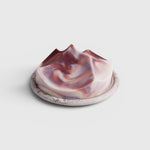 JONES + CO UME Studio Erode Soap in Lavender Crème with a marbled, sculptural design on a matching stone plate.