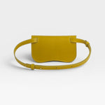 JONES + CO Faba Fanny Bag in chartreuse leather with brass hardware. Can be worn on waist or chest.