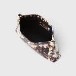 JONES + CO small envelope clutch with a watercolor abstract floral print and a secure hinge closure