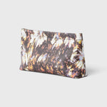 JONES + CO small envelope clutch with a watercolor abstract floral print and a secure hinge closure.