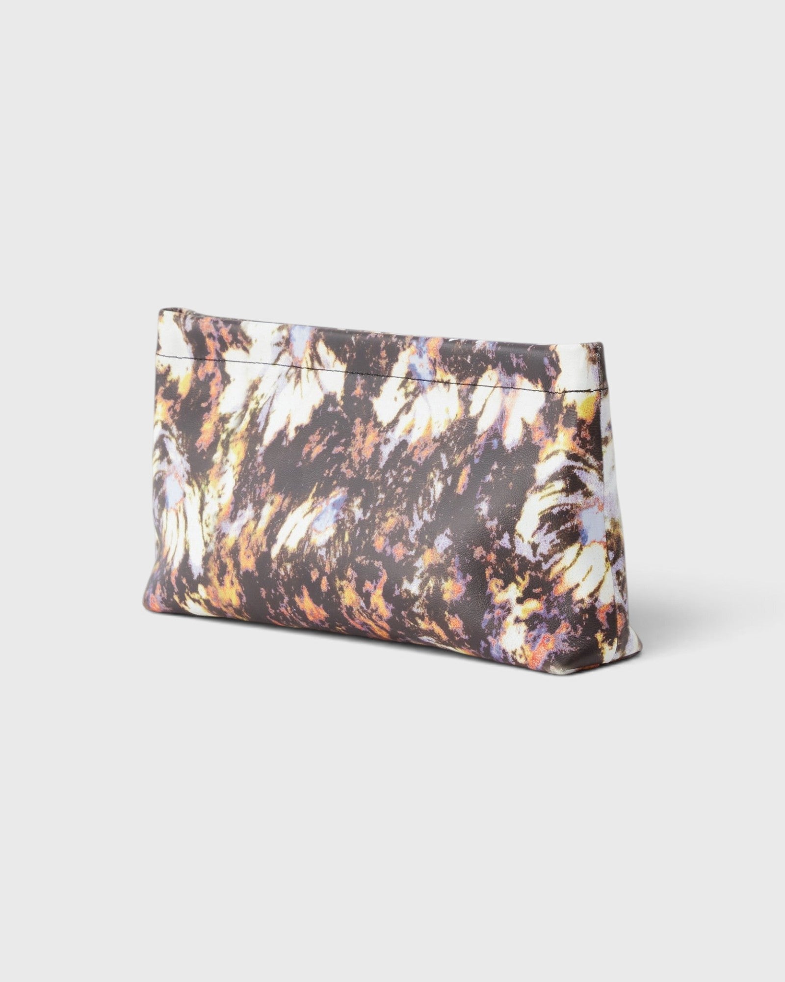 JONES + CO small envelope clutch with a watercolor abstract floral print and a secure hinge closure.