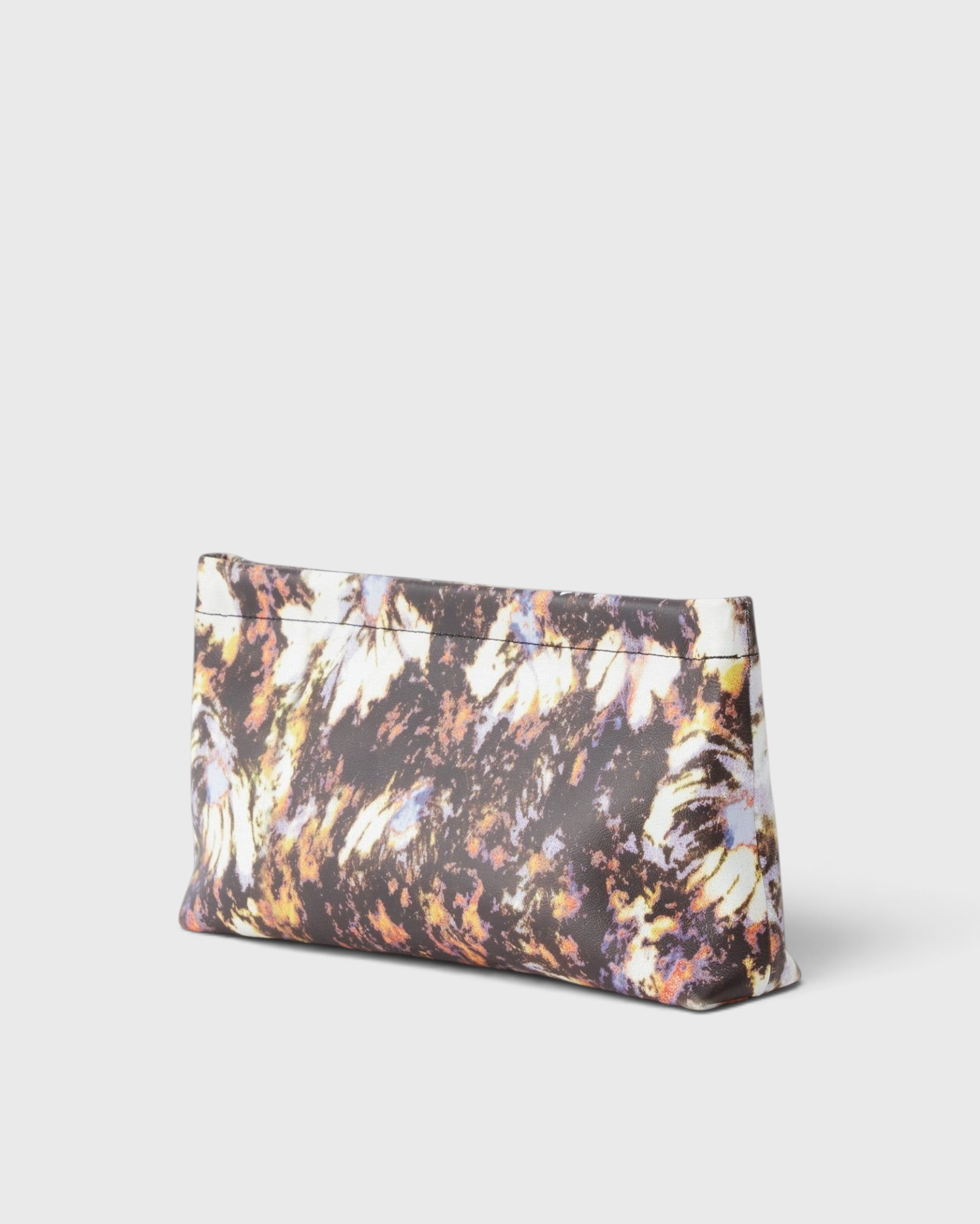 JONES + CO small envelope clutch with a watercolor abstract floral print and a secure hinge closure.