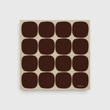 JONES + CO Forma scarf in cocoa brown with a geometric dot pattern, hand-printed on matte silk crêpe de Chine.