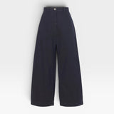JONES + CO Garra high-waisted black denim pants with a relaxed wide-leg fit and contrast side panel detailing.