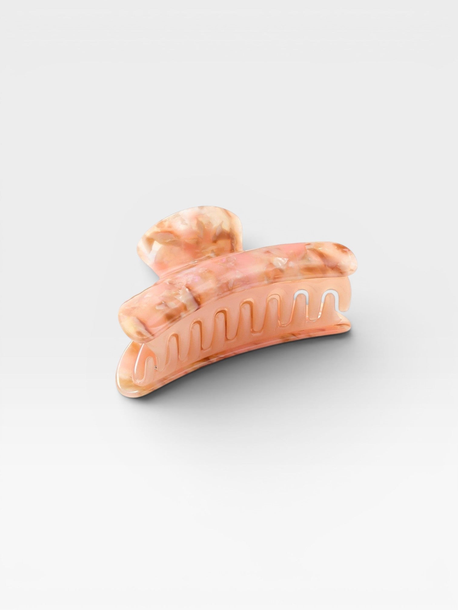 JONES + CO Grande Heirloom Claw in Blossom, a large peach marbled acetate hair claw clip for thick hair.