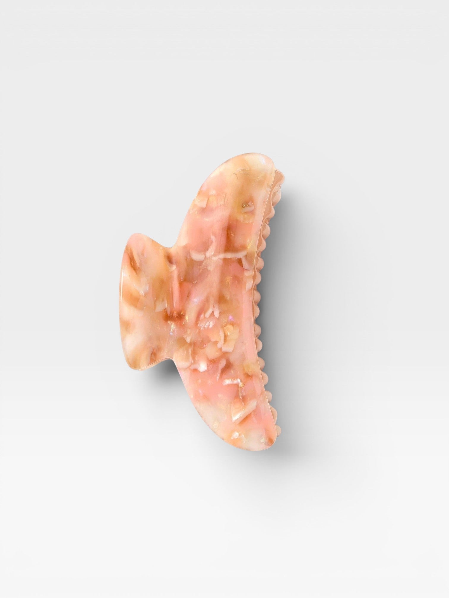 JONES + CO Grande Heirloom Claw in Blossom, a large pink marbled hair claw clip made from Italian acetate for thick hair.