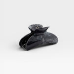 JONES + CO Grande Heirloom Claw Clip in marbled black and grey acetate, ideal for thick hair and updos.