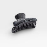 JONES + CO Grande Heirloom Claw Clip in black marble pattern, ideal for thick hair and updos.