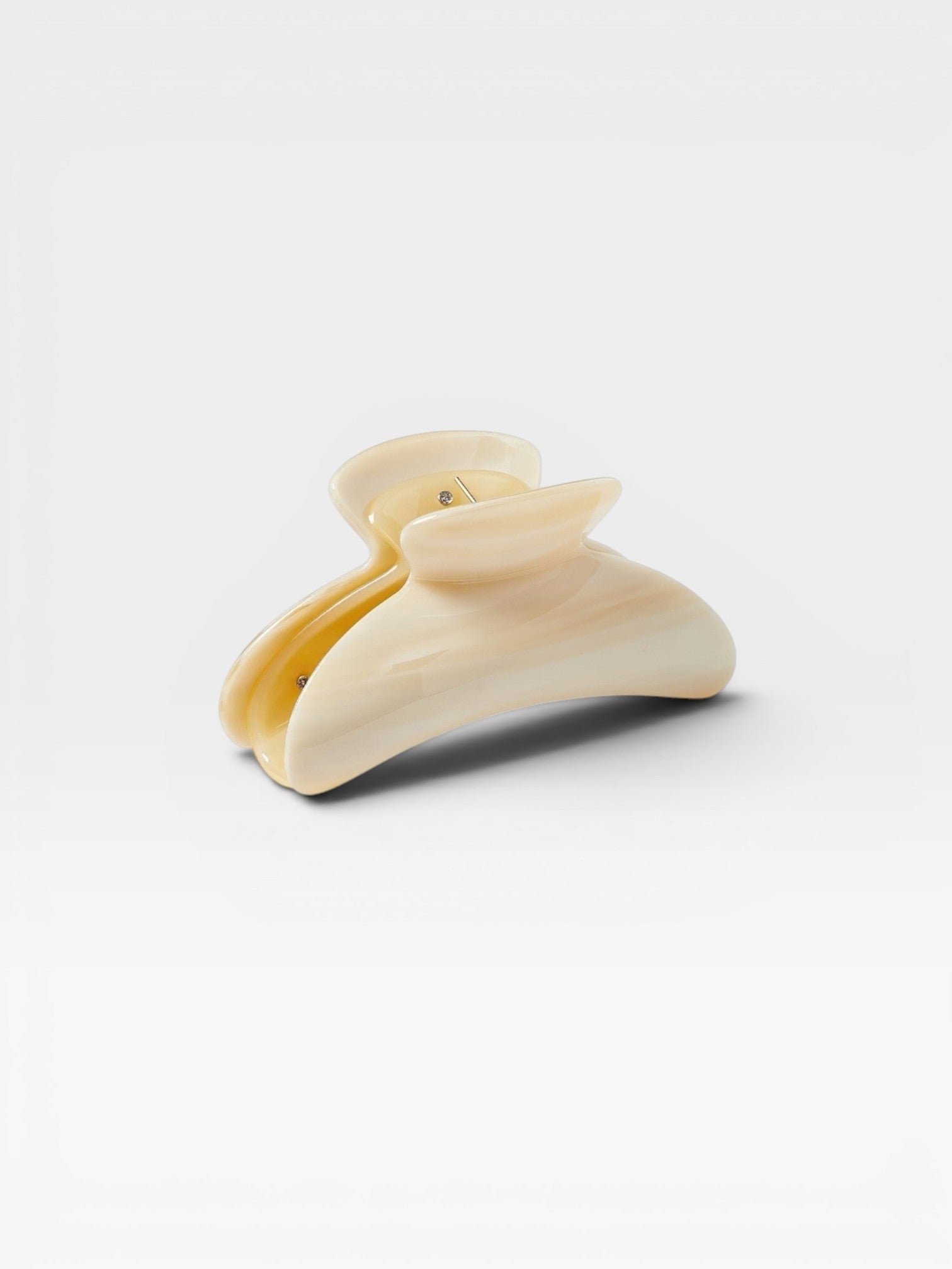 JONES + CO Grande Heirloom Claw Clip in marbled cream, perfect for updos and thick hair.