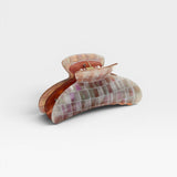 JONES + CO Grande Heirloom Claw Clip in iridescent mosaic pattern, ideal for thick hair.