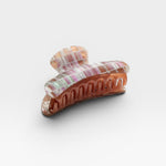 JONES + CO Grande Heirloom Claw Clip in iridescent mosaic pattern and tortoiseshell finish, ideal for thick hair.