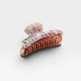 JONES + CO Grande Heirloom Claw Clip in iridescent mosaic pattern and tortoiseshell finish, ideal for thick hair.