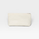 JONES + CO Grande Pouche woven leather clutch in cream, perfect for travel or as an oversized clutch.