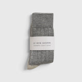 JONES + CO grey melange cashmere blend socks with wide ribbing and contrasting toe detail