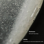 JONES + CO The Hand Exfoliant with rambutan and perlite for smooth, rejuvenated hands. Clear gel with bubbles.