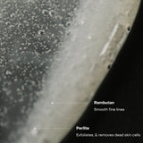 JONES + CO The Hand Exfoliant with rambutan and perlite for smooth, rejuvenated hands. Clear gel with bubbles.