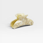 JONES + CO Grande Heirloom Claw Clip in marbled cream and pale yellow acetate, perfect for updos.