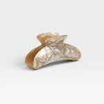 JONES + CO Grande Heirloom Claw Clip in pearlescent cream with a quilted pattern. Ideal for thick hair.