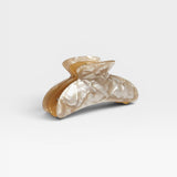 JONES + CO Grande Heirloom Claw Clip in pearlescent cream with a quilted pattern. Ideal for thick hair.