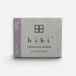 JONES + CO Hibi lavender incense matches box featuring minimalist grey packaging with purple accent for aromatherapy