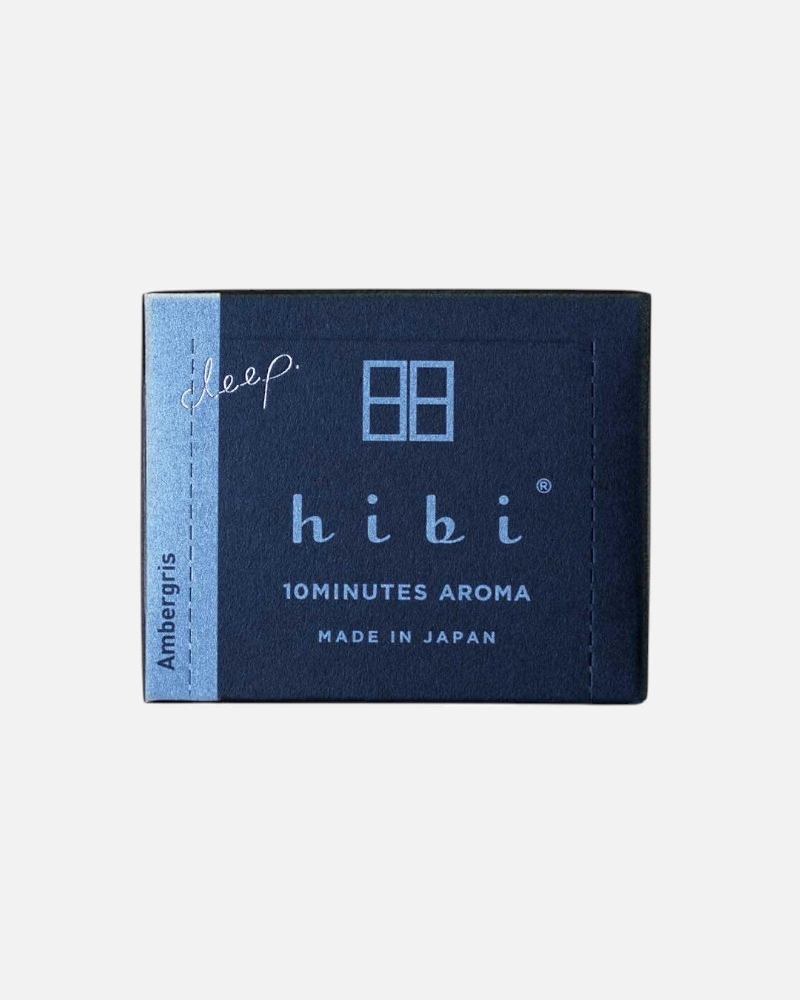 JONES + CO Hibi incense matches in a dark blue box, featuring sandalwood fragrance for a 10-minute aroma experience.