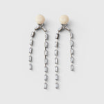 JONES + CO Rachel Comey ivory acrylic and baguette crystal drop earrings on nickel-free plated brass