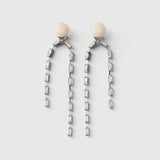 JONES + CO Rachel Comey ivory acrylic and baguette crystal drop earrings on nickel-free plated brass