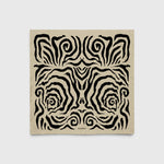 JONES + CO Linea scarf in ivory silk crepe de chine with a black hand-printed abstract swirl pattern