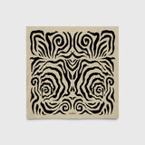 JONES + CO Linea scarf in ivory silk crepe de chine with a black hand-printed abstract swirl pattern