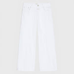JONES + CO Jayla ivory white wide-leg jeans in lightweight rigid denim with a mid-rise waist and five-pocket design.