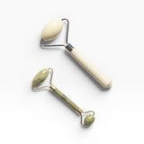 JONES + CO jade rollers in green and cream for depuffing and improved circulation