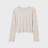 JONES + CO Jamie long sleeve tee in whitecap grey recycled cotton with a flattering body-skimming fit.