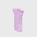 JONES + CO net laminated ribbed women's socks in a metallic bronze silk yarn, handcrafted in Italy.