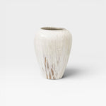 JONES + CO large ceramic vase with unique ash glaze, off-white with natural variations and drips.