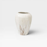 JONES + CO large ceramic vase with unique ash glaze, off-white with natural variations and drips.