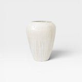 JONES + CO large handthrown ceramic vase with unique ash glaze, off-white with natural variations.