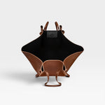 JONES + CO Large Mochi tote bag in brown embossed sierra leather with organic folds and a black interior