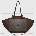 JONES + CO Large Mochi tote bag in brown Italian fennel suede with organic curves and knotted handle details